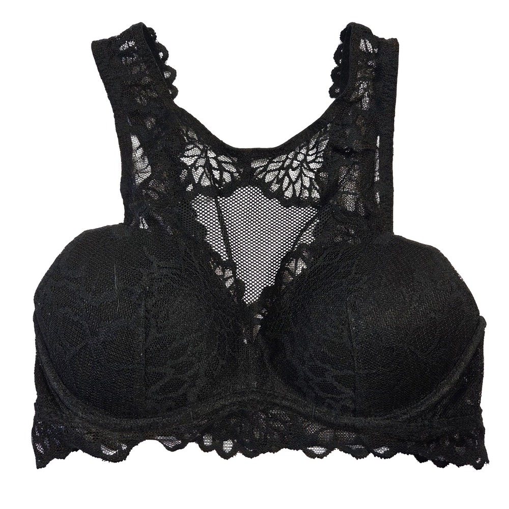 Pink Victorias Secret Black Racerback‎ Bralette Padded Wireless Comfort Everyday